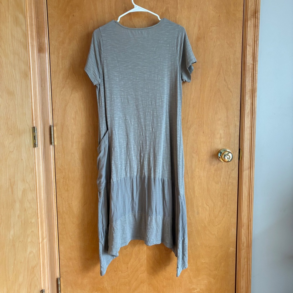Soft Surroundings Dress Womens Medium Gray Sage Cotton Modal Handkerchief Hem - Picture 4 of 8